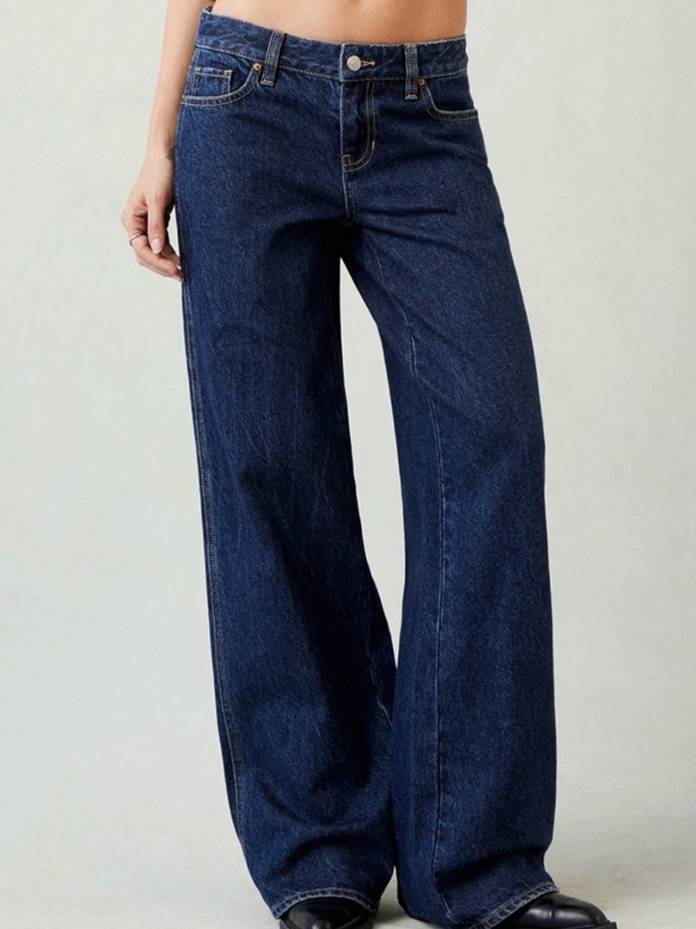 Pacsun Casey Low Rise Baggy Jeans (Short) Dark Blue